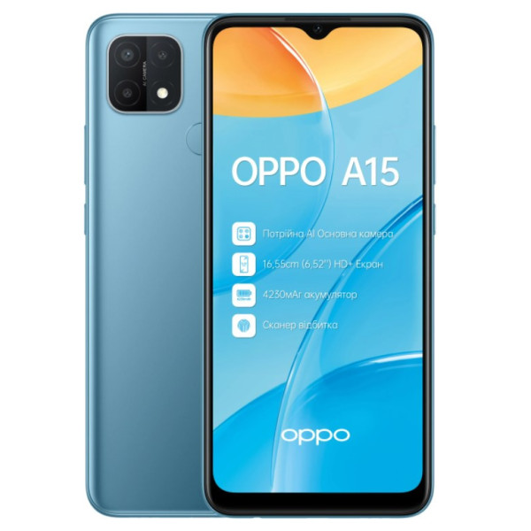 Замовити СМАРТФОНИ OPPO A15S 4/64GB Blue Гарантія 1 рік