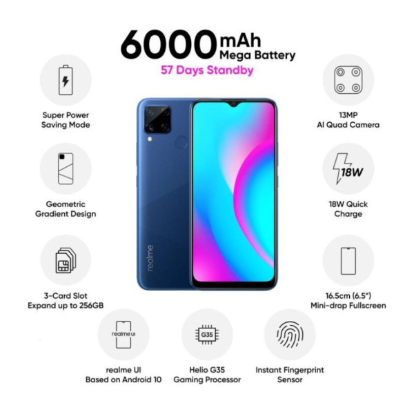 Заказать СМАРТФОНЫ Realme C15 4/64Gb Blue Гарантия 1 Год