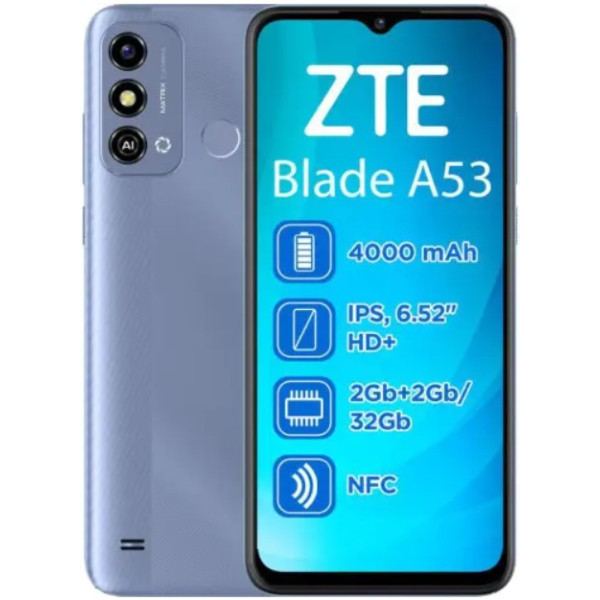 Замовити СМАРТФОНИ ZTE Blade A53 2/32GB Blue Гарантія 1 рік