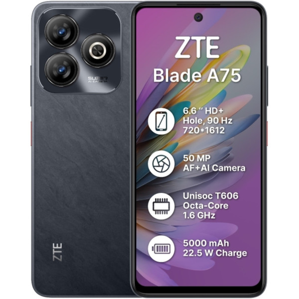 Замовити СМАРТФОНИ ZTE Blade A75 4/256GB Black Гарантія 1 рік